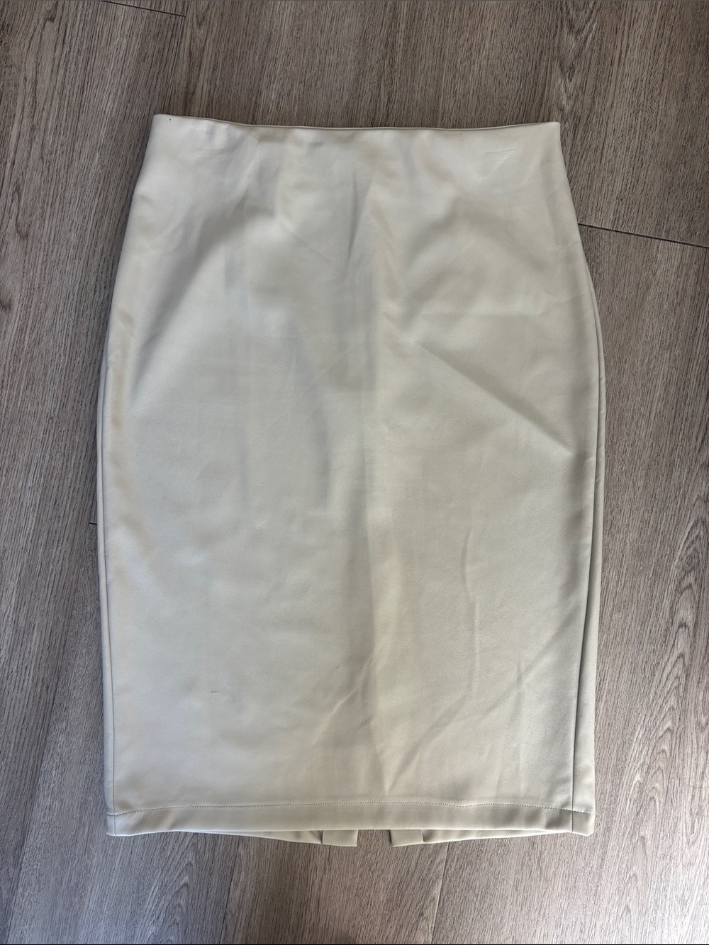 Sincerely Jules Faux (Imitation) Leather Beige Pencil Skirt